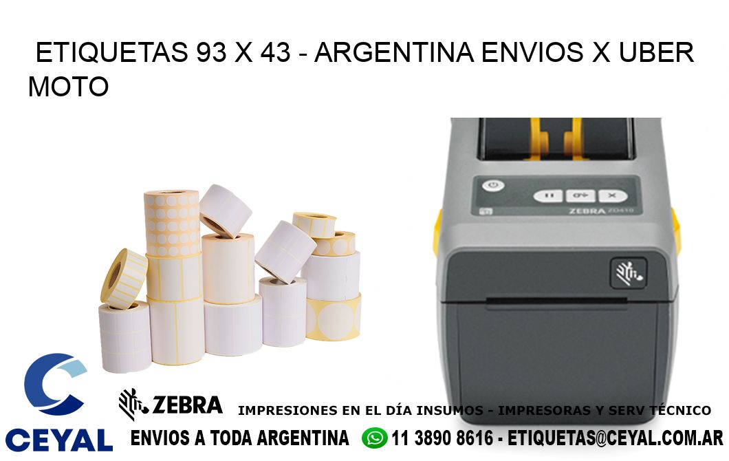 ETIQUETAS 93 x 43 - ARGENTINA ENVIOS X UBER MOTO