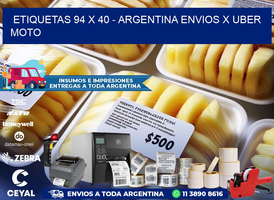 ETIQUETAS 94 x 40 - ARGENTINA ENVIOS X UBER MOTO