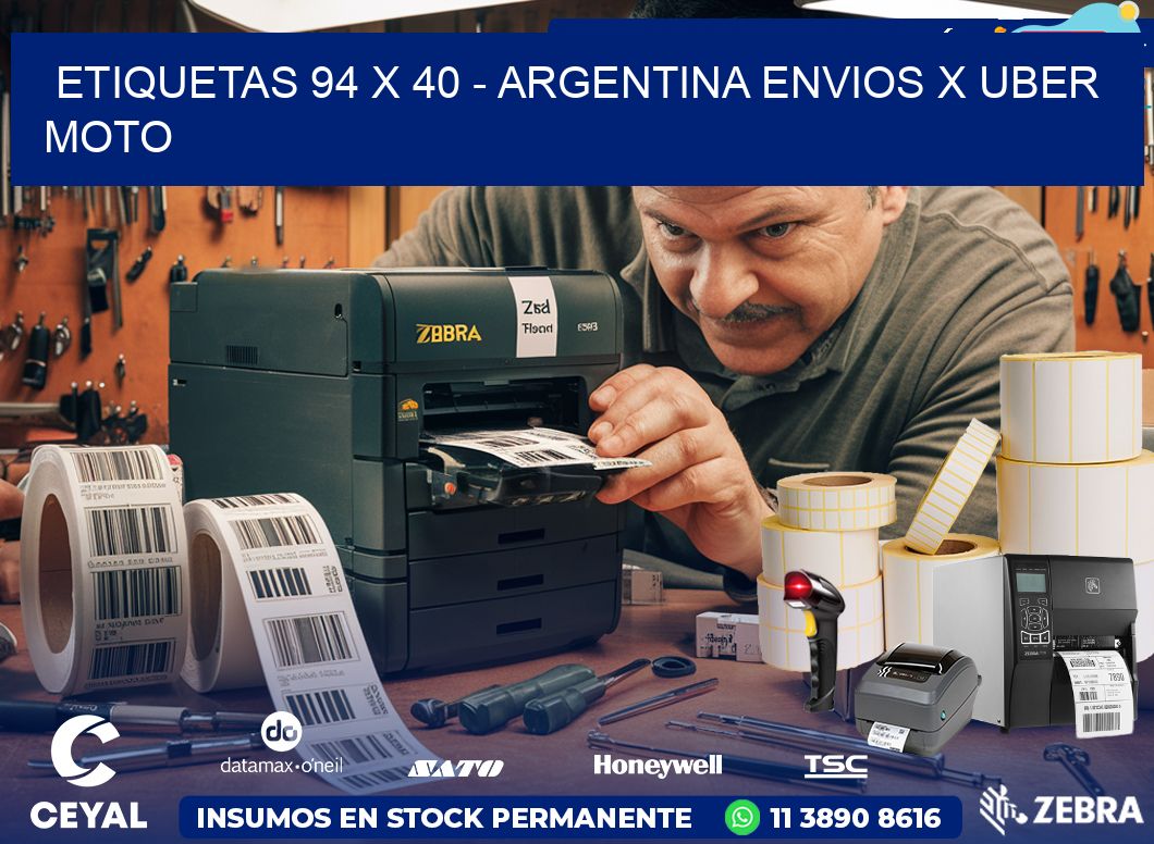 ETIQUETAS 94 x 40 - ARGENTINA ENVIOS X UBER MOTO