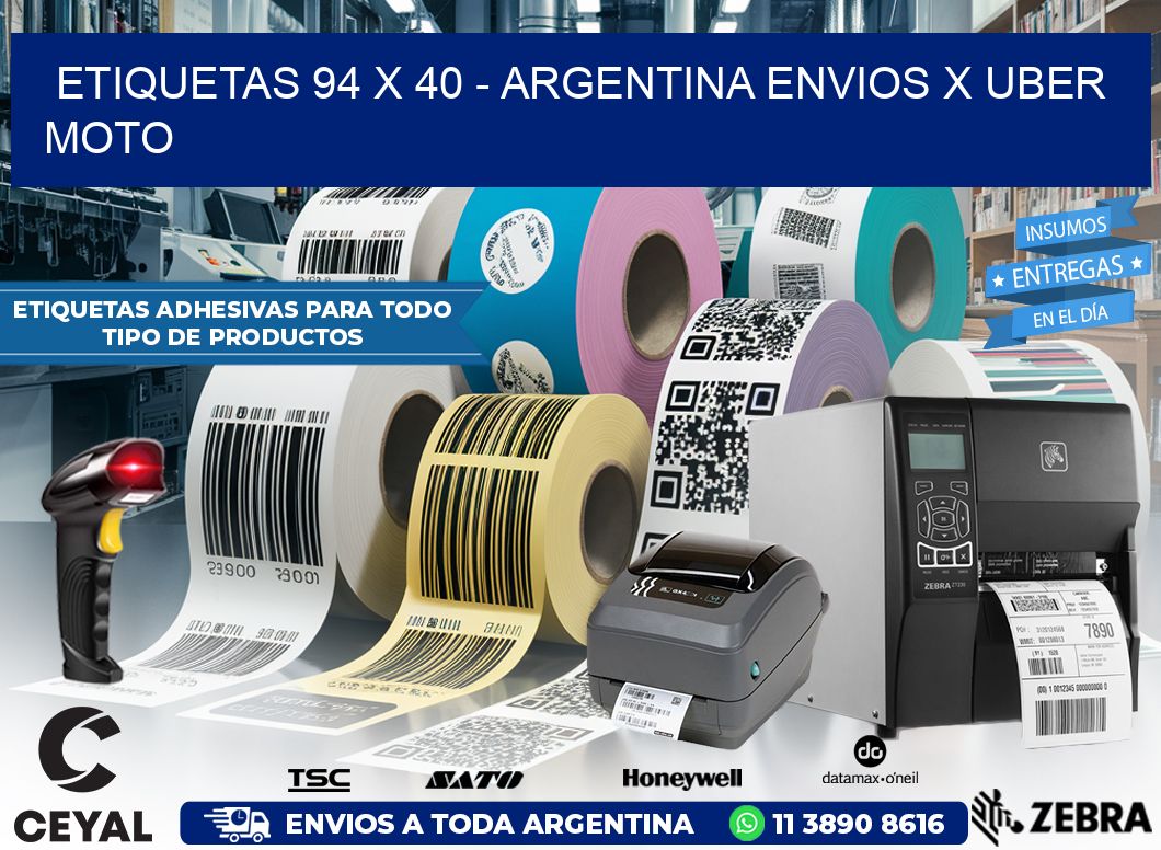 ETIQUETAS 94 x 40 – ARGENTINA ENVIOS X UBER MOTO