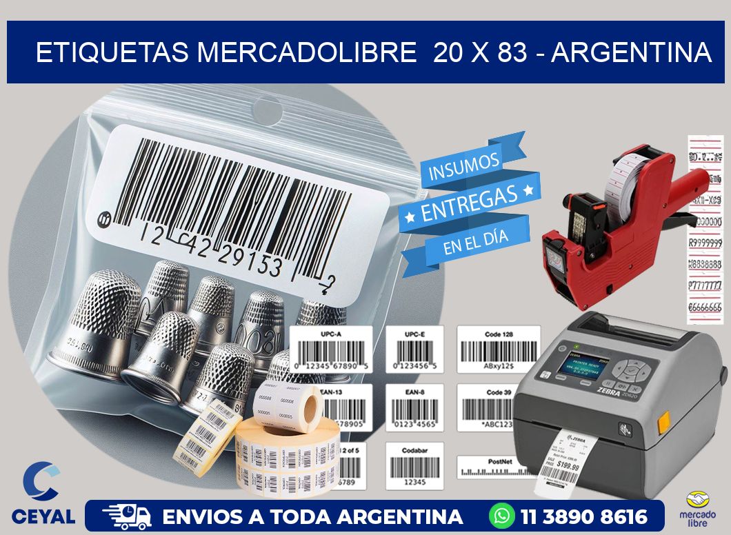 ETIQUETAS MERCADOLIBRE  20 x 83 - ARGENTINA