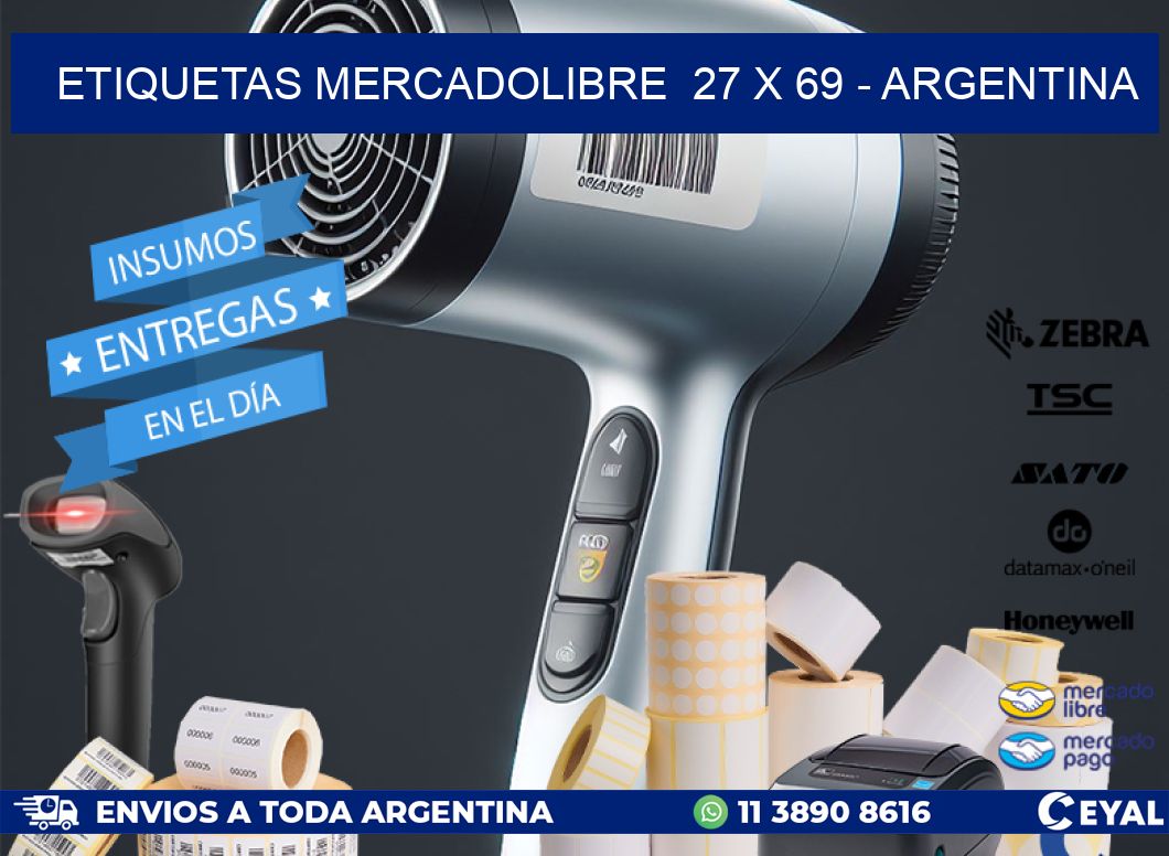 ETIQUETAS MERCADOLIBRE  27 x 69 - ARGENTINA