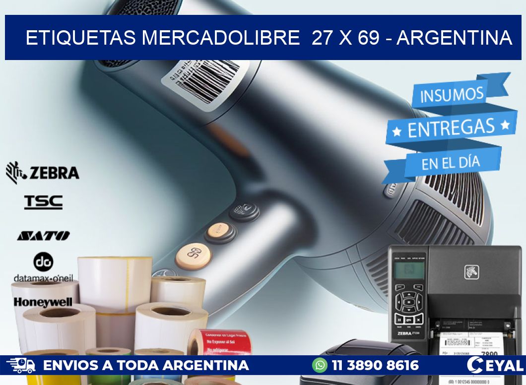 ETIQUETAS MERCADOLIBRE  27 x 69 - ARGENTINA