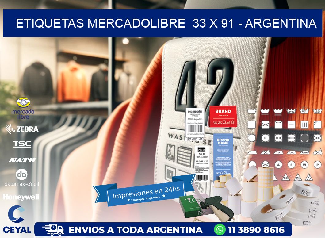 ETIQUETAS MERCADOLIBRE  33 x 91 - ARGENTINA