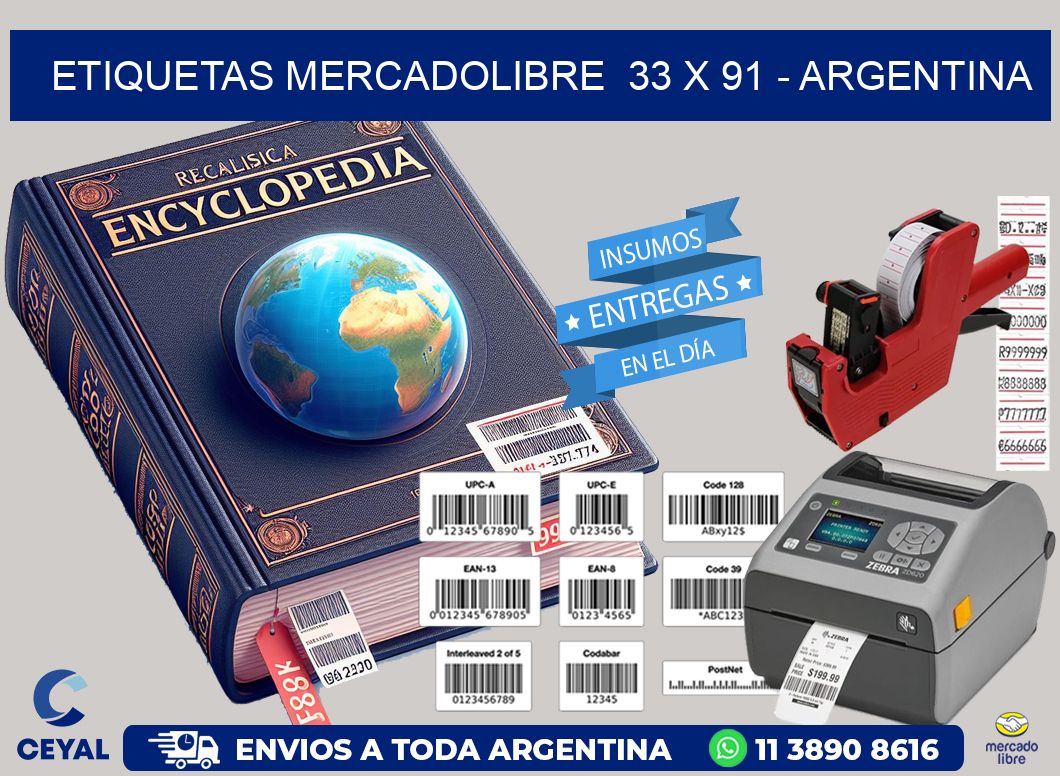 ETIQUETAS MERCADOLIBRE  33 x 91 - ARGENTINA