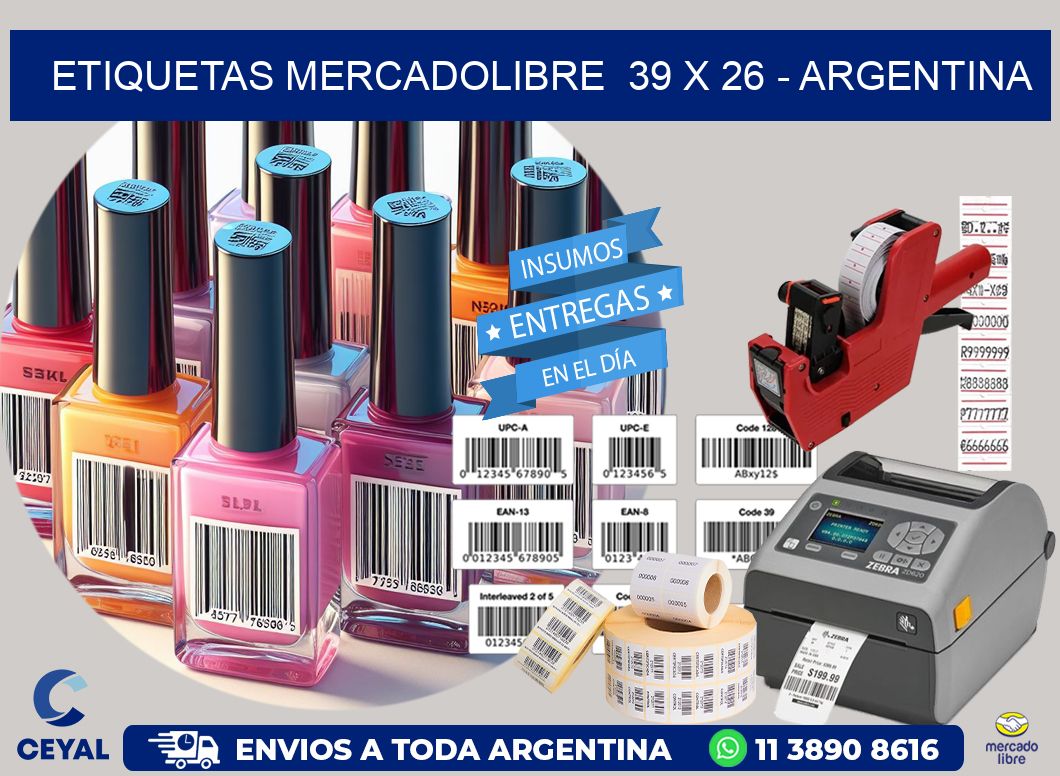 ETIQUETAS MERCADOLIBRE  39 x 26 - ARGENTINA