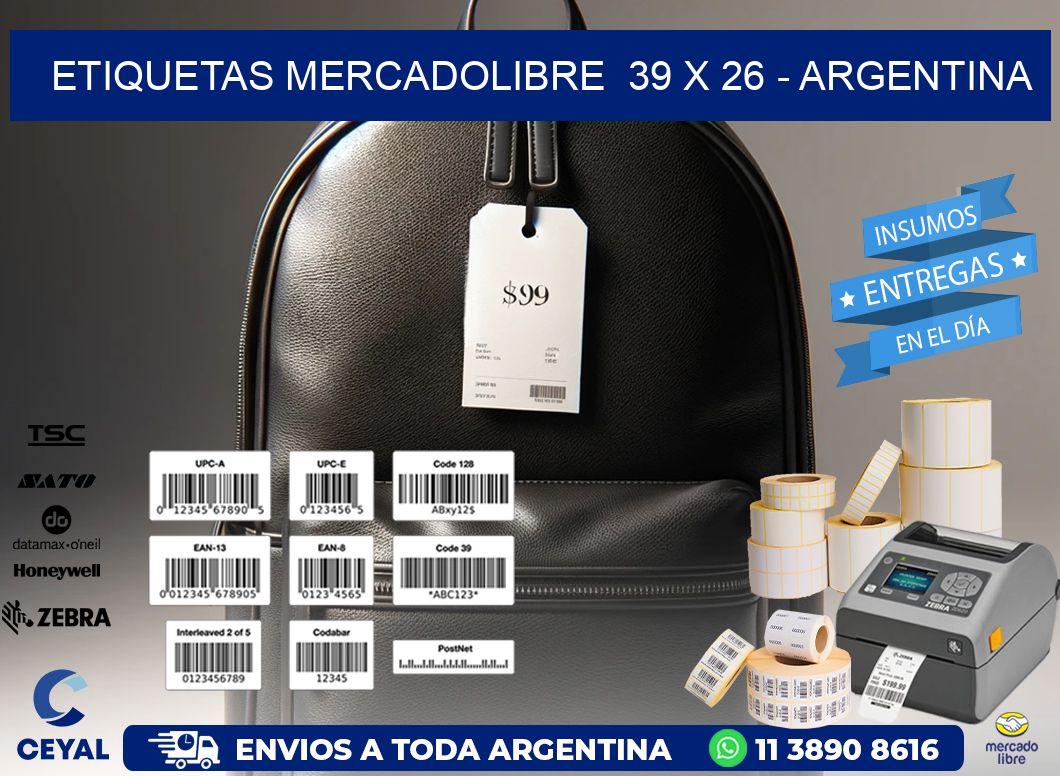 ETIQUETAS MERCADOLIBRE  39 x 26 - ARGENTINA