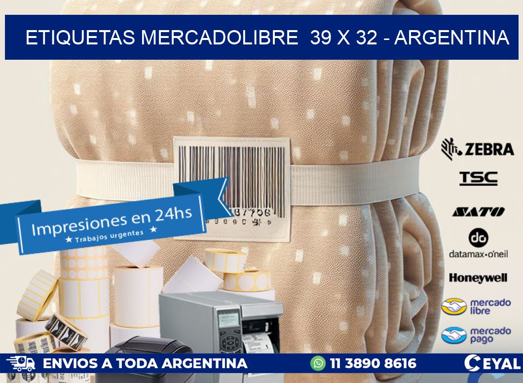 ETIQUETAS MERCADOLIBRE  39 x 32 - ARGENTINA