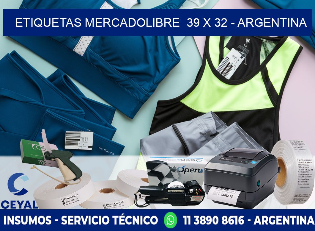 ETIQUETAS MERCADOLIBRE  39 x 32 - ARGENTINA