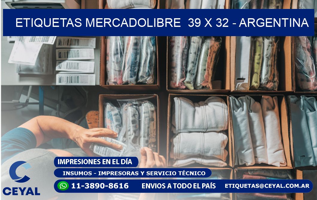 ETIQUETAS MERCADOLIBRE  39 x 32 - ARGENTINA