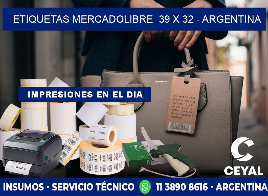 ETIQUETAS MERCADOLIBRE  39 x 32 - ARGENTINA