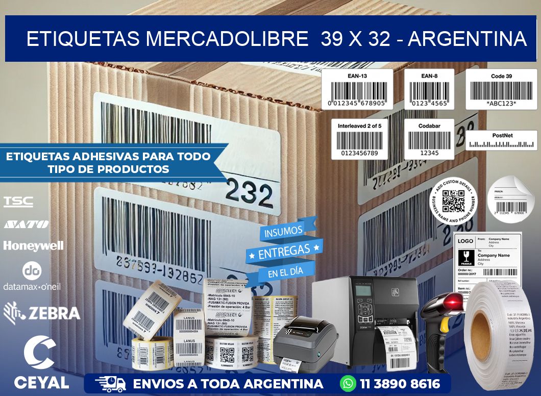 ETIQUETAS MERCADOLIBRE  39 x 32 - ARGENTINA