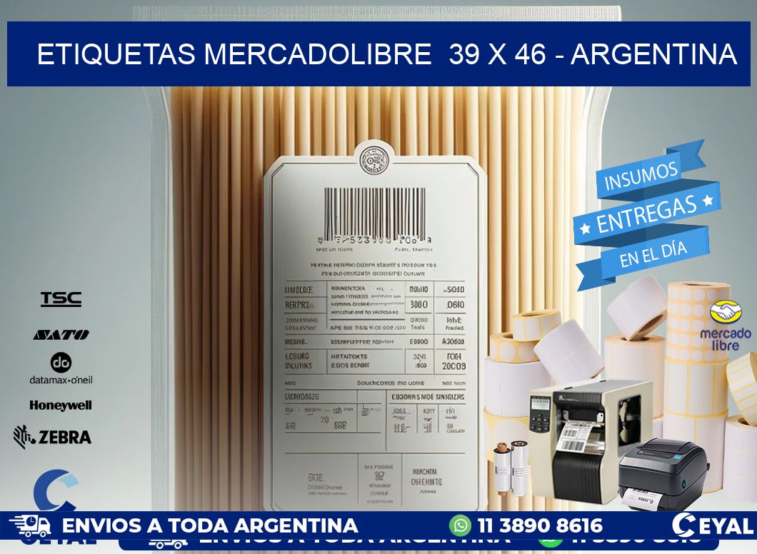 ETIQUETAS MERCADOLIBRE  39 x 46 - ARGENTINA