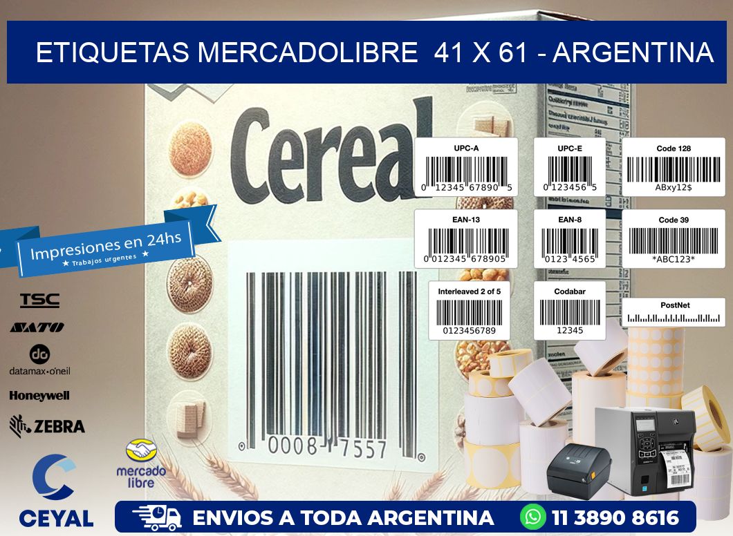 ETIQUETAS MERCADOLIBRE  41 x 61 - ARGENTINA