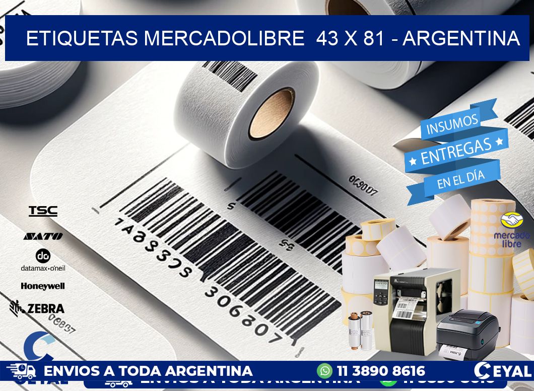 ETIQUETAS MERCADOLIBRE  43 x 81 - ARGENTINA