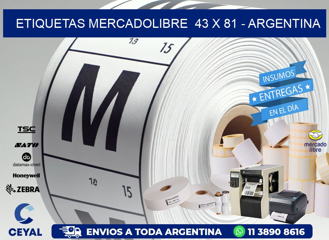 ETIQUETAS MERCADOLIBRE  43 x 81 - ARGENTINA