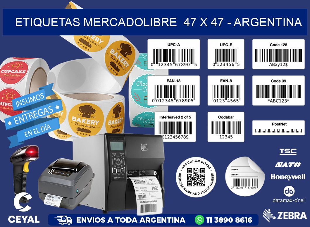 ETIQUETAS MERCADOLIBRE  47 x 47 - ARGENTINA