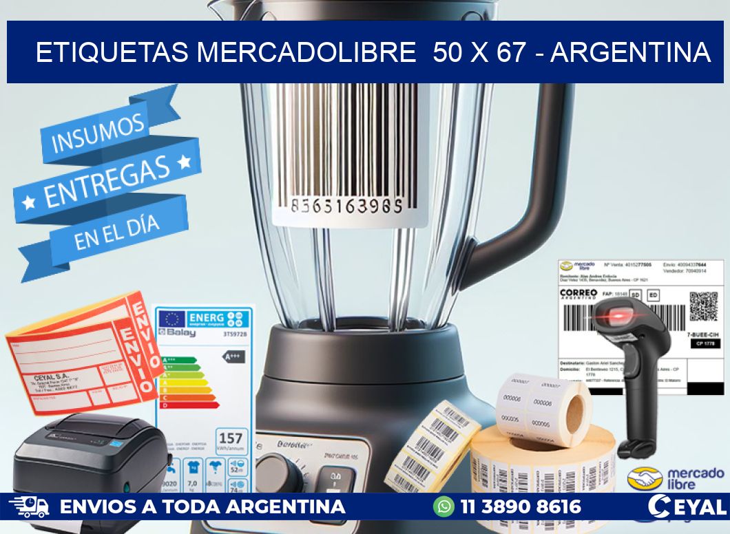 ETIQUETAS MERCADOLIBRE  50 x 67 - ARGENTINA