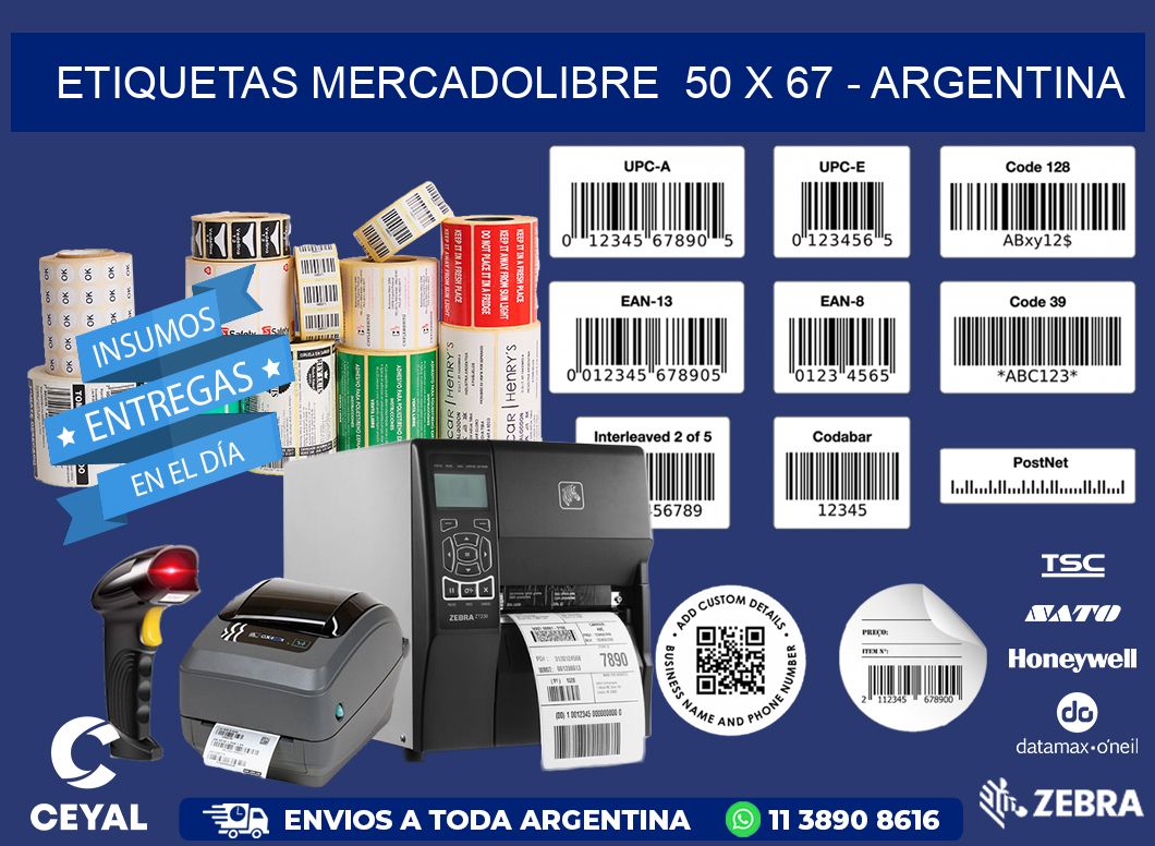 ETIQUETAS MERCADOLIBRE  50 x 67 - ARGENTINA