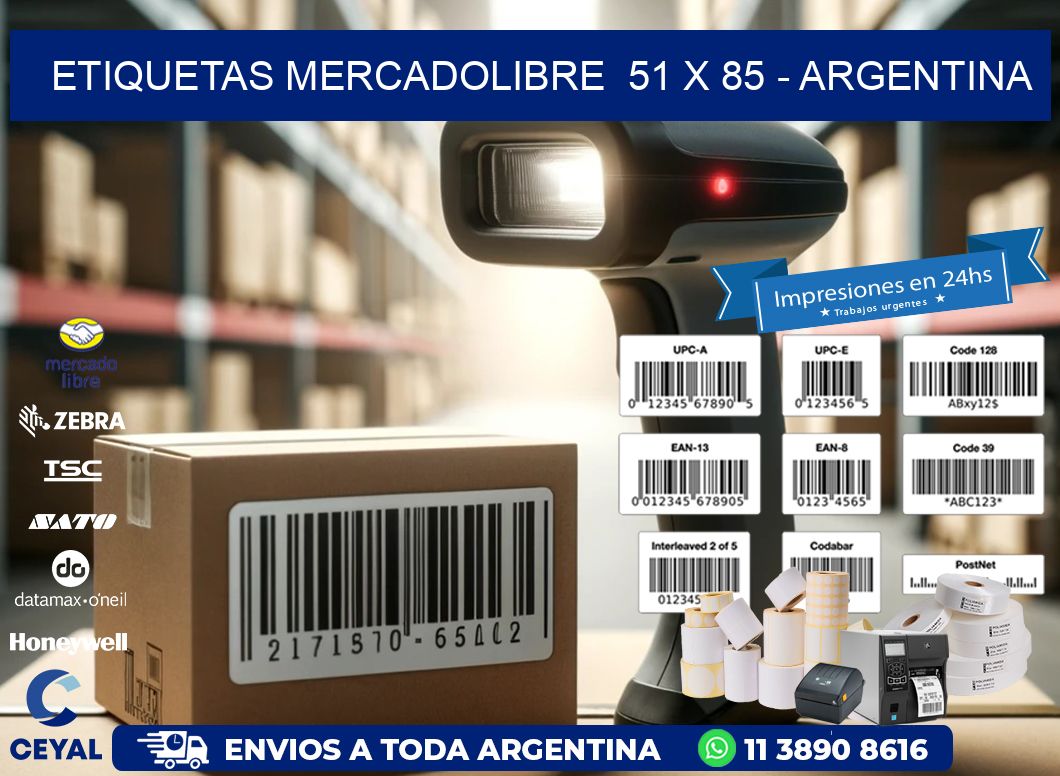 ETIQUETAS MERCADOLIBRE  51 x 85 - ARGENTINA