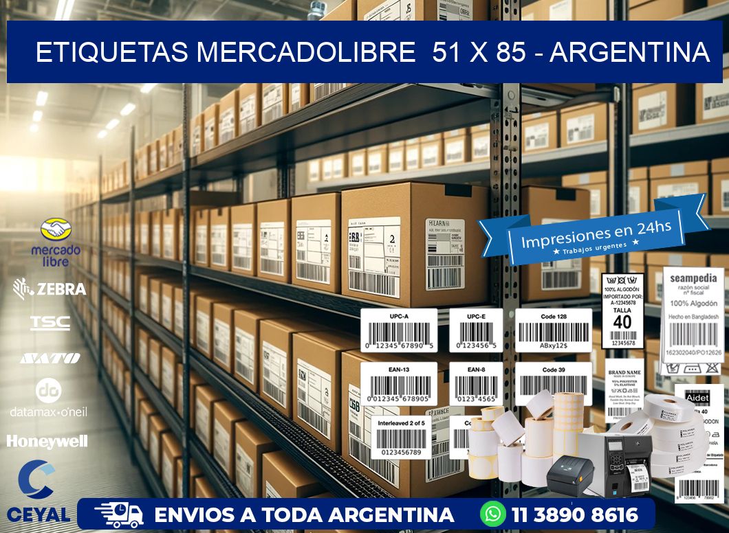 ETIQUETAS MERCADOLIBRE  51 x 85 – ARGENTINA