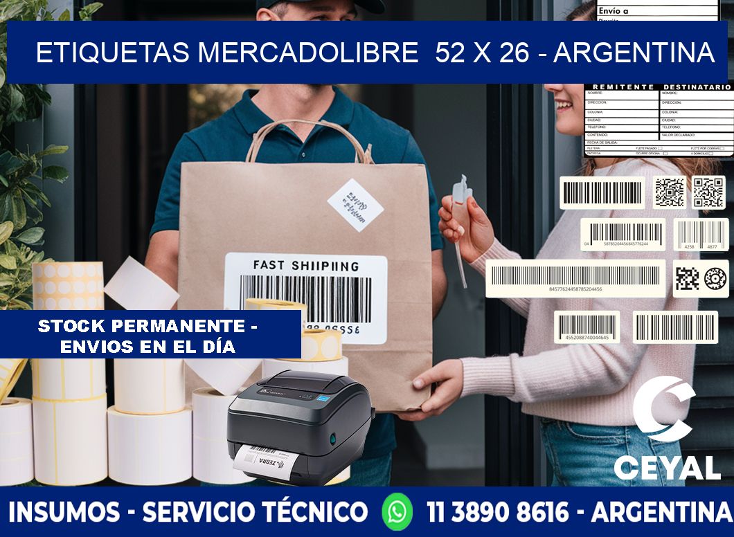 ETIQUETAS MERCADOLIBRE  52 x 26 - ARGENTINA