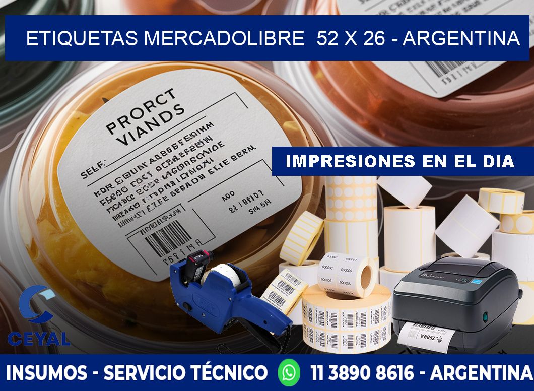 ETIQUETAS MERCADOLIBRE  52 x 26 - ARGENTINA