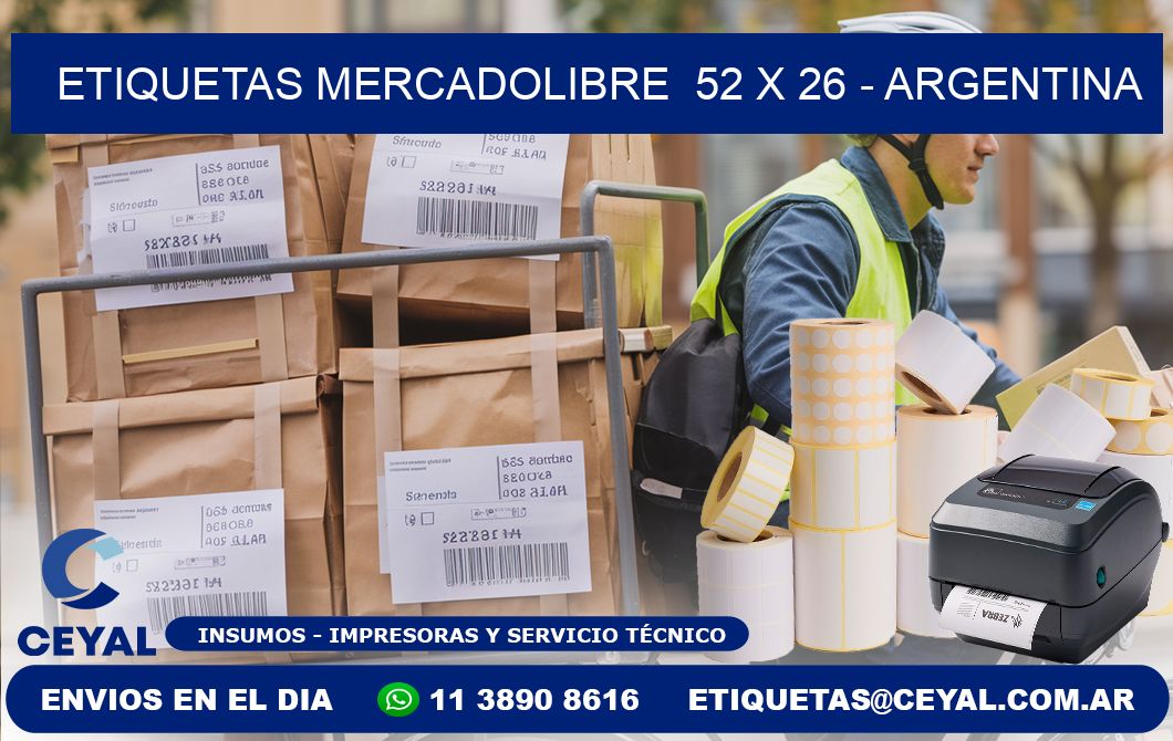 ETIQUETAS MERCADOLIBRE  52 x 26 - ARGENTINA