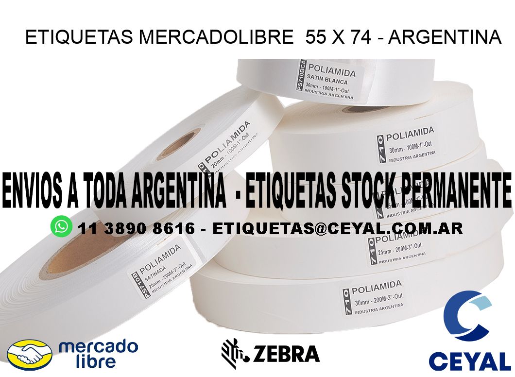 ETIQUETAS MERCADOLIBRE  55 x 74 - ARGENTINA