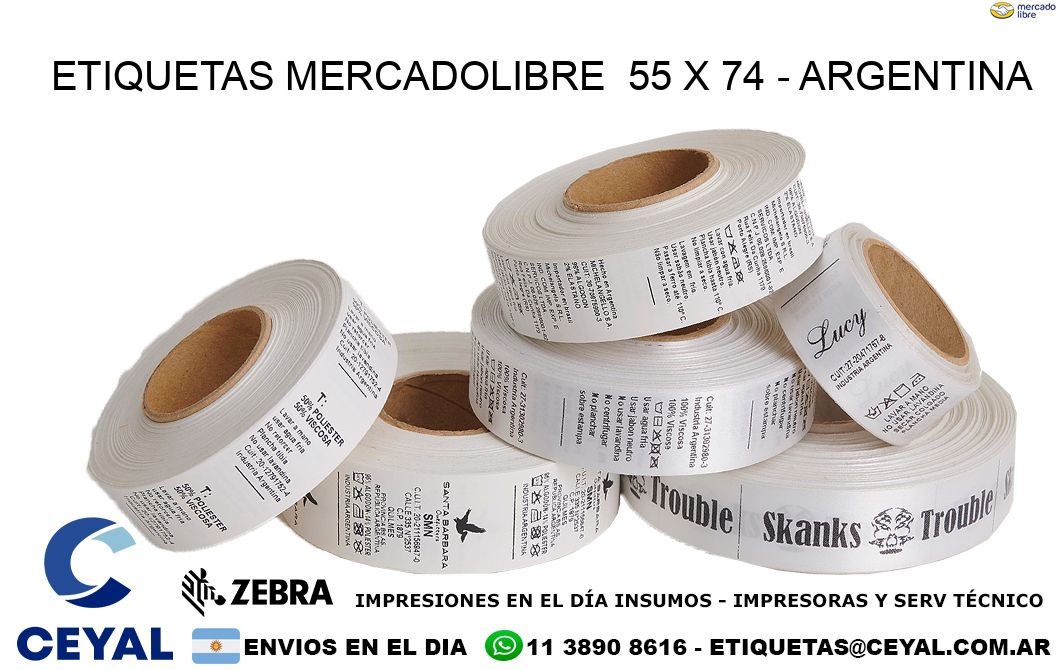 ETIQUETAS MERCADOLIBRE  55 x 74 - ARGENTINA