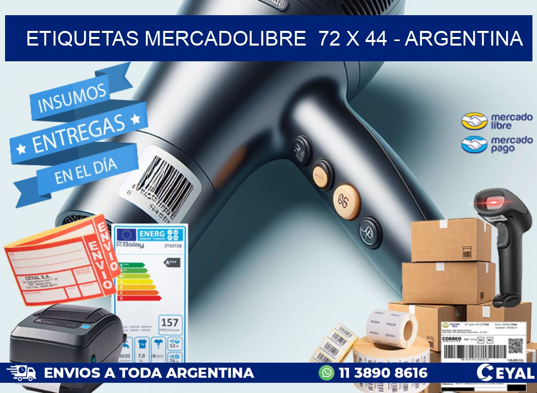 ETIQUETAS MERCADOLIBRE 72 x 44 - ARGENTINA