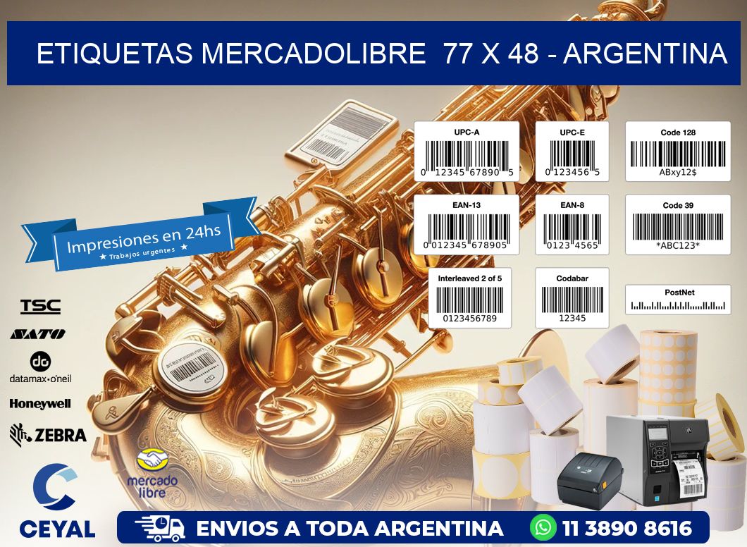 ETIQUETAS MERCADOLIBRE  77 x 48 - ARGENTINA