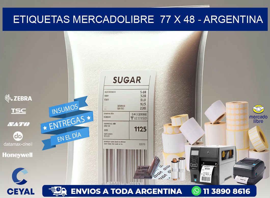 ETIQUETAS MERCADOLIBRE  77 x 48 - ARGENTINA