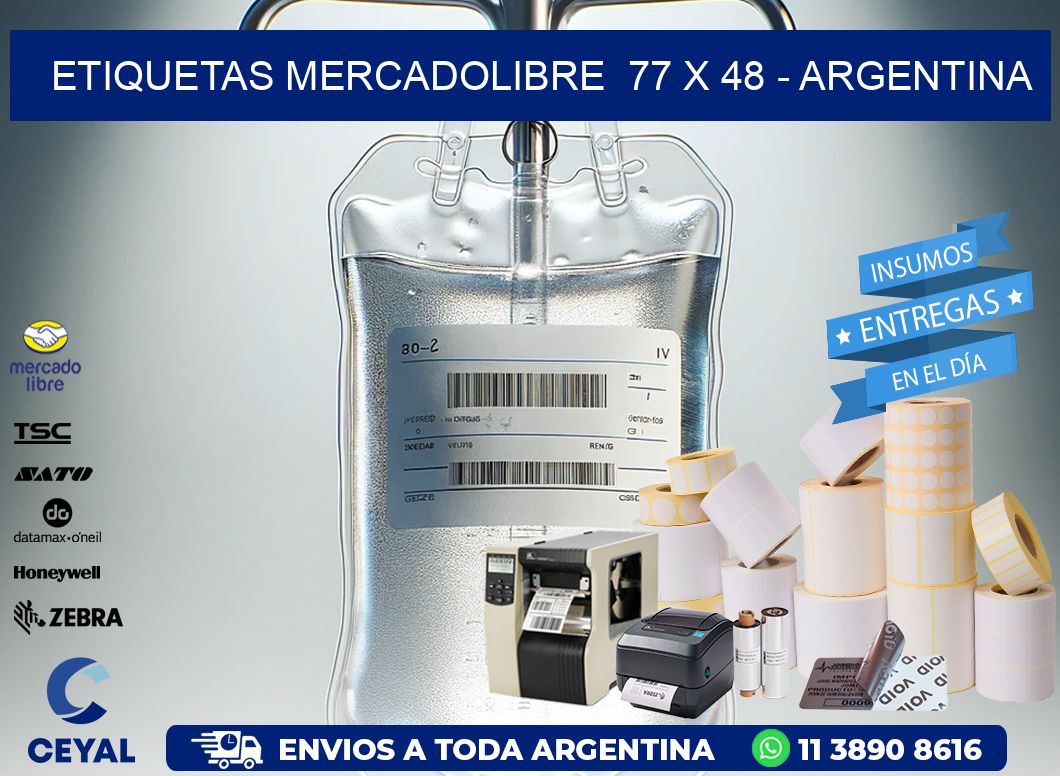 ETIQUETAS MERCADOLIBRE  77 x 48 – ARGENTINA