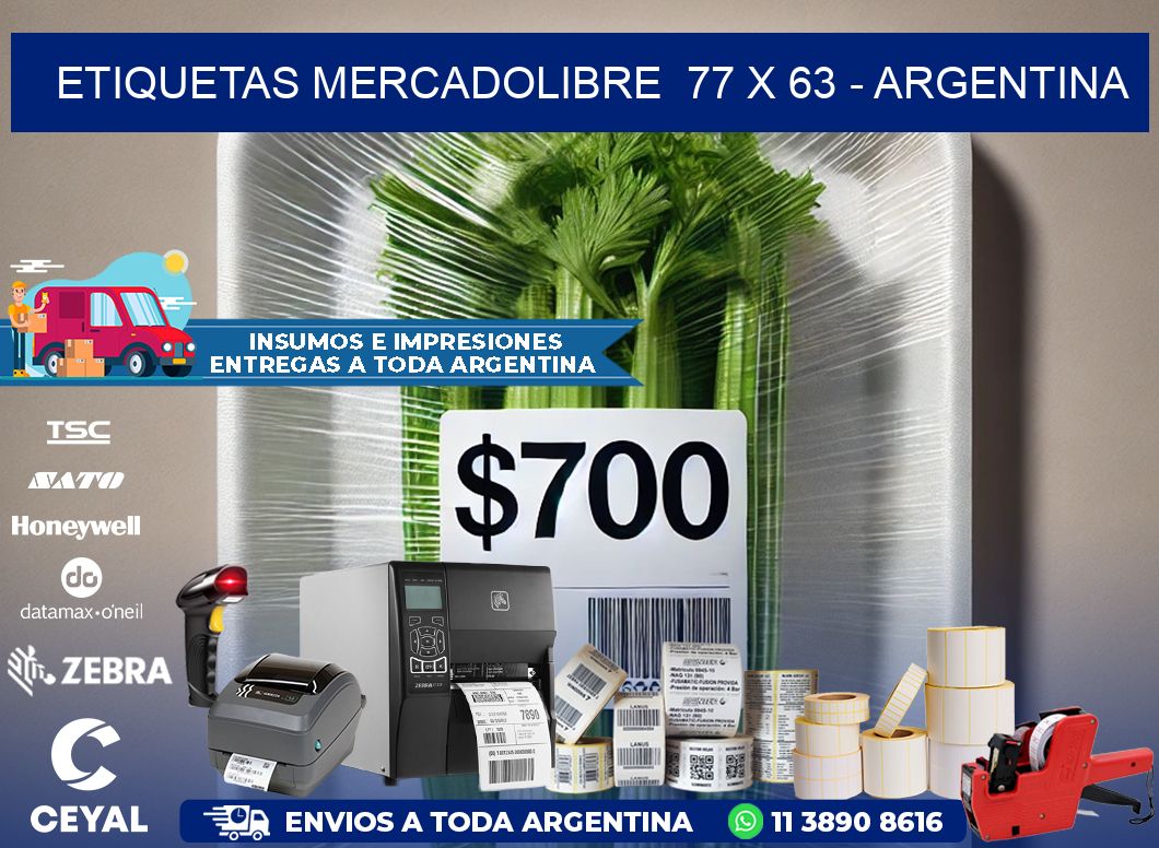 ETIQUETAS MERCADOLIBRE  77 x 63 - ARGENTINA