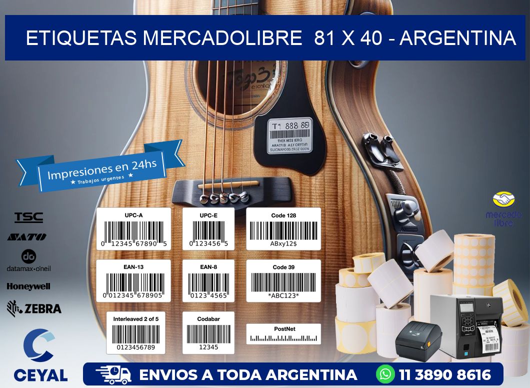 ETIQUETAS MERCADOLIBRE  81 x 40 - ARGENTINA