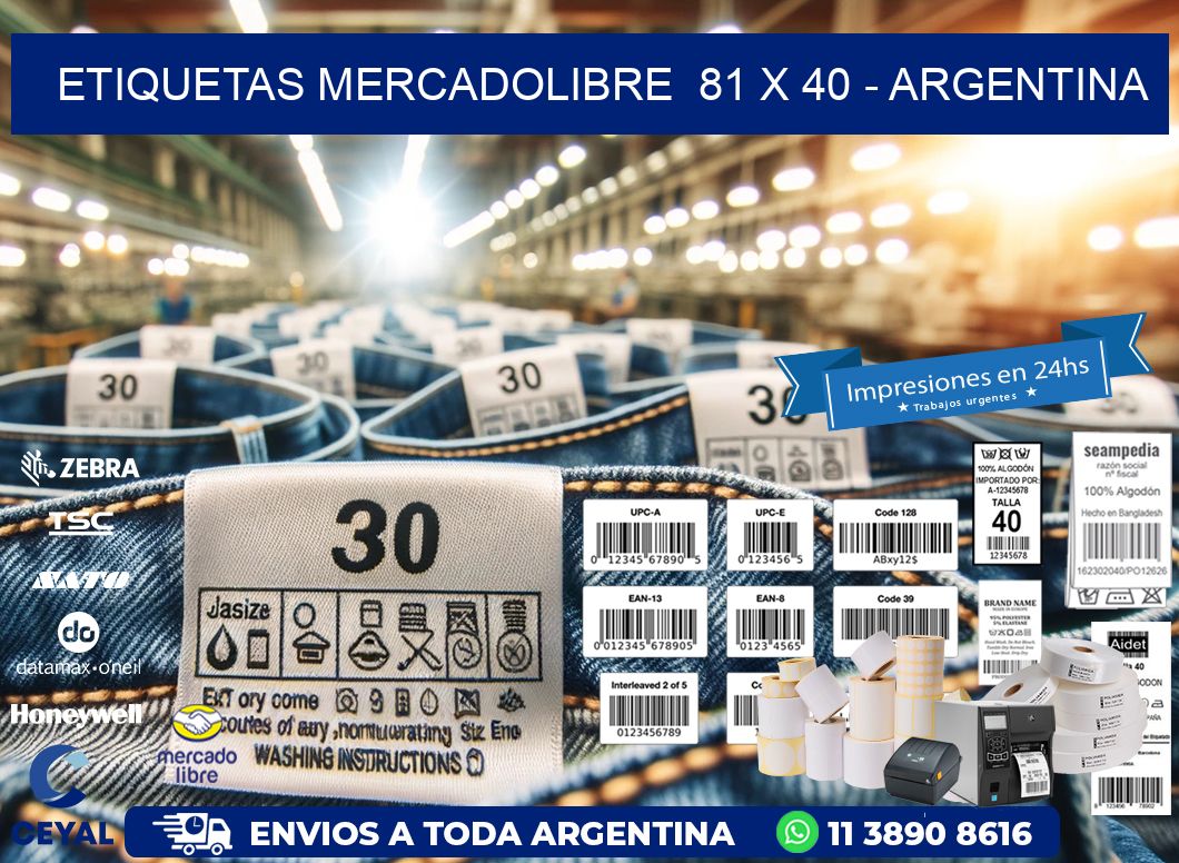 ETIQUETAS MERCADOLIBRE  81 x 40 - ARGENTINA