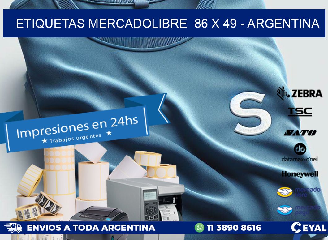 ETIQUETAS MERCADOLIBRE  86 x 49 - ARGENTINA