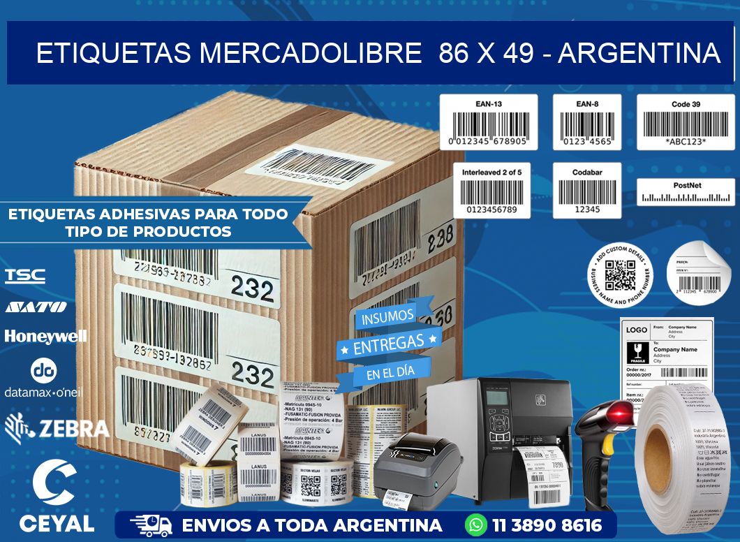 ETIQUETAS MERCADOLIBRE  86 x 49 - ARGENTINA