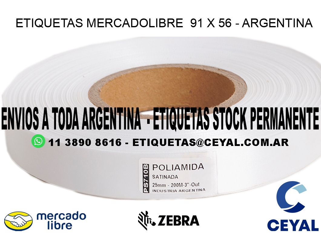 ETIQUETAS MERCADOLIBRE 91 x 56 - ARGENTINA