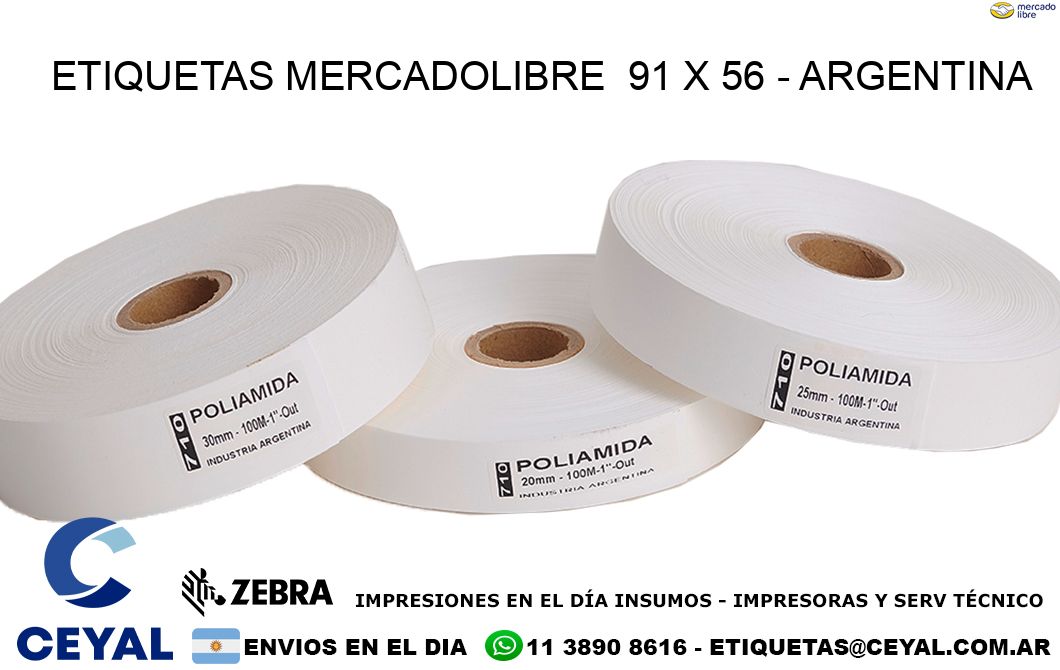 ETIQUETAS MERCADOLIBRE 91 x 56 - ARGENTINA