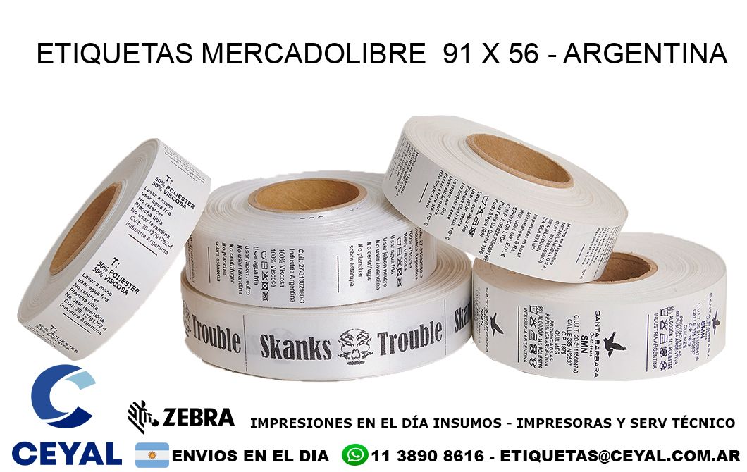 ETIQUETAS MERCADOLIBRE 91 x 56 - ARGENTINA