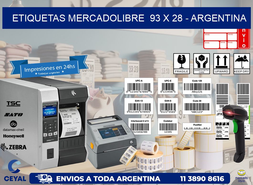 ETIQUETAS MERCADOLIBRE  93 x 28 - ARGENTINA