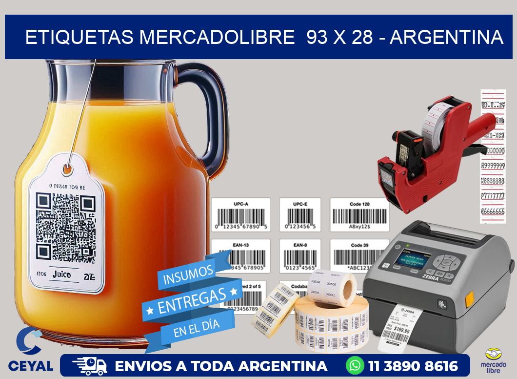 ETIQUETAS MERCADOLIBRE  93 x 28 – ARGENTINA