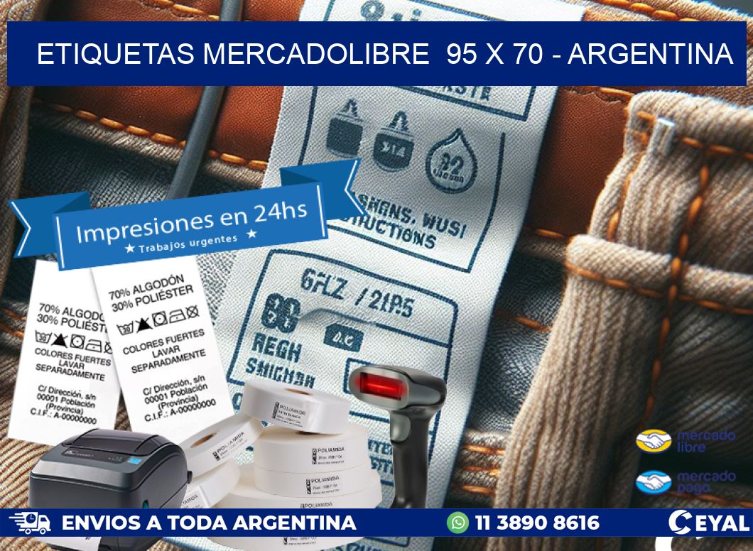 ETIQUETAS MERCADOLIBRE  95 x 70 - ARGENTINA