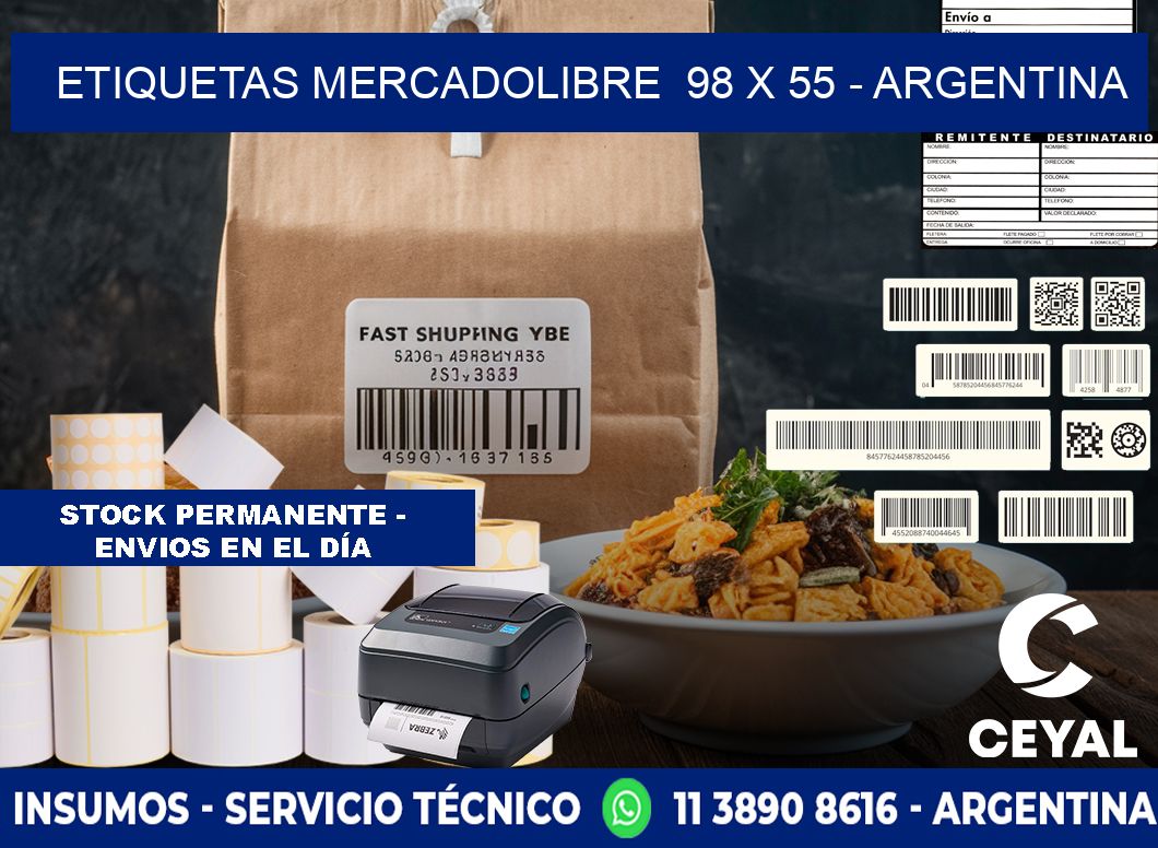 ETIQUETAS MERCADOLIBRE  98 x 55 - ARGENTINA