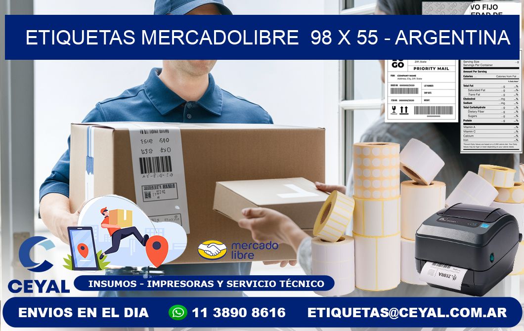 ETIQUETAS MERCADOLIBRE  98 x 55 - ARGENTINA