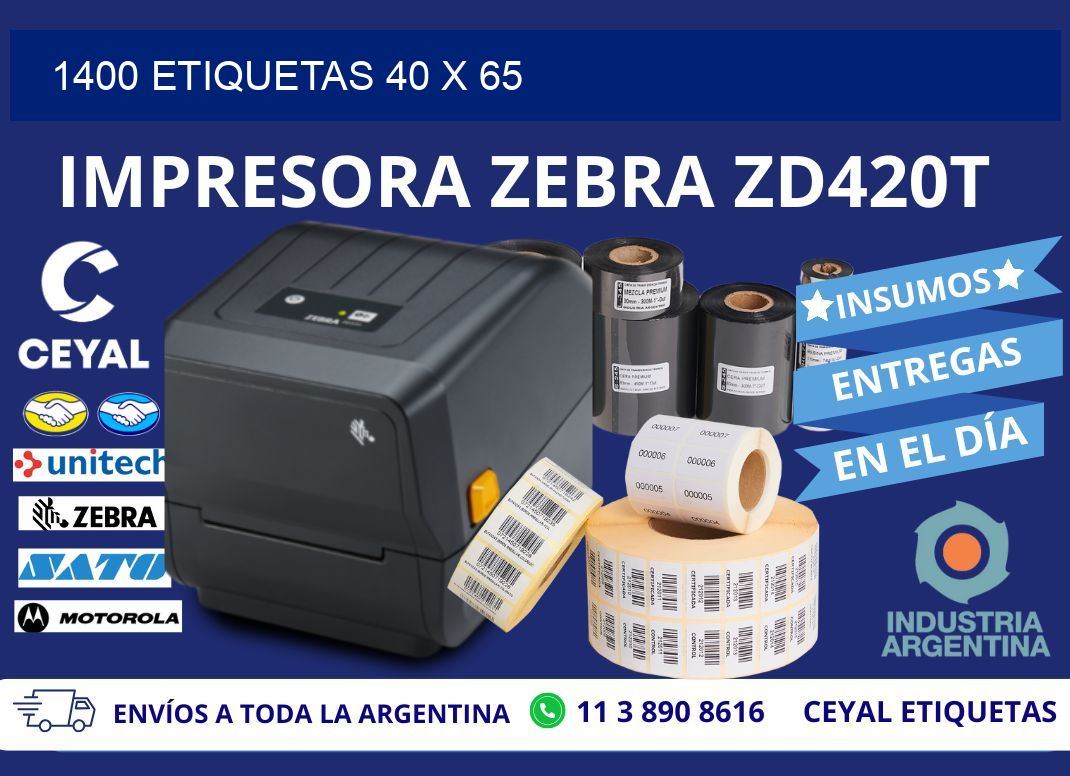 1400 ETIQUETAS 40 x 65