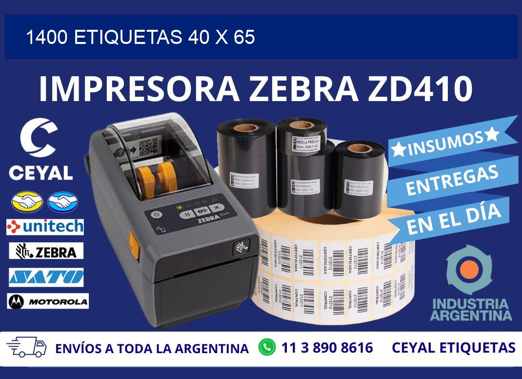 1400 ETIQUETAS 40 x 65