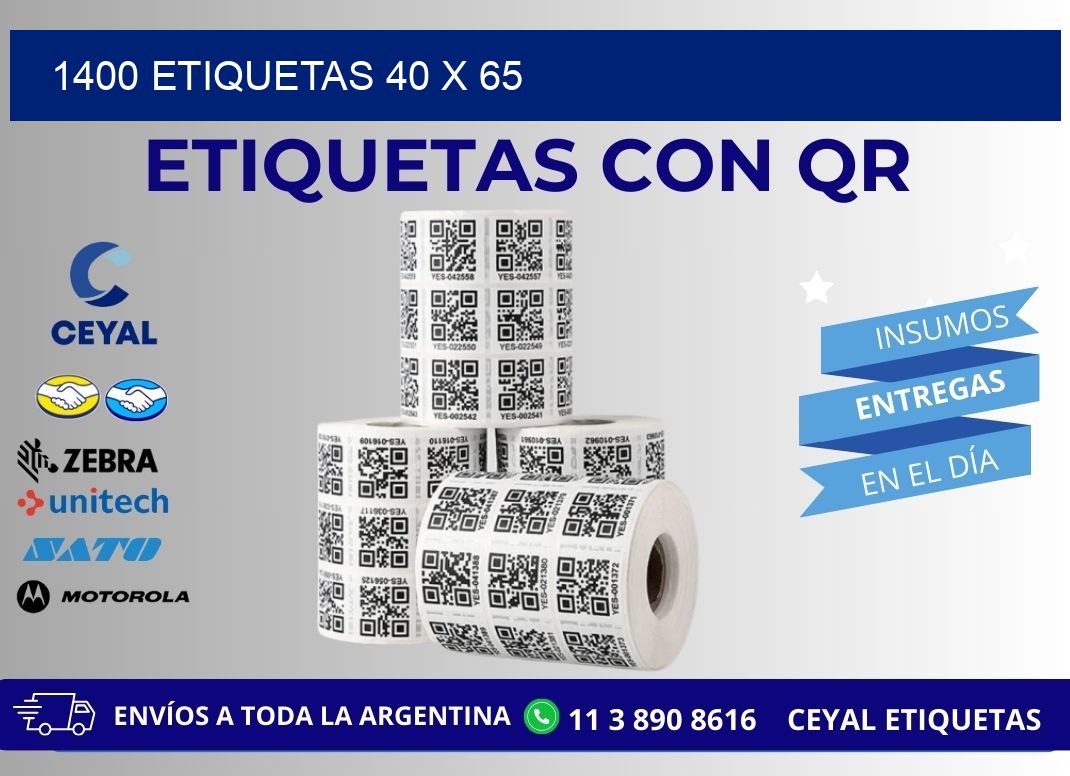 1400 ETIQUETAS 40 x 65